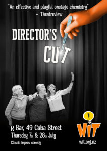 Three small people staring at a giant hand with a scalpel under the word's Director's Cut